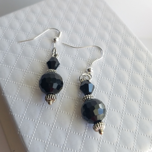Swarovski Elements Black Crystal Handmade Earrings NWT - Picture 6 of 14